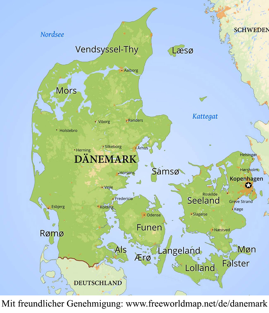 Karte Deanemark heute