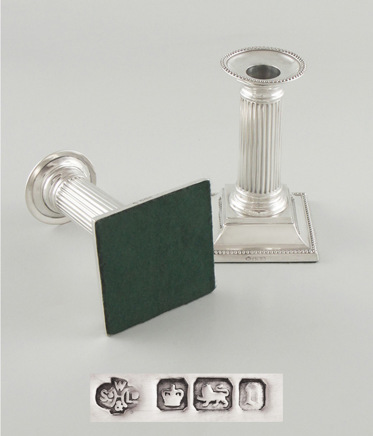 Paar kleine Saeulenleuchter detail3